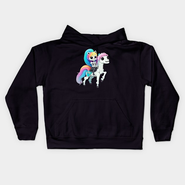 skeleton riding horse Kids Hoodie by Majkel&Majkel